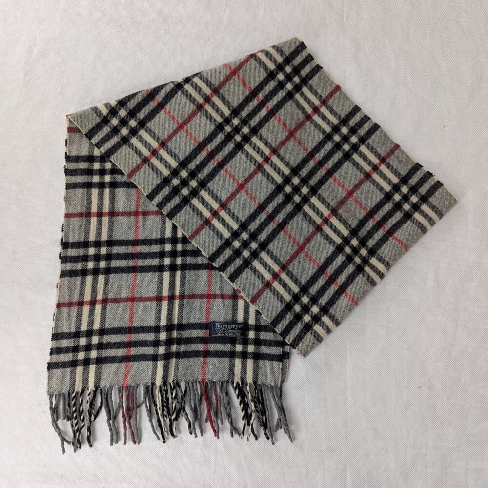 Burberry Designer Lambswool Scarf Gray | Unisex Check Pattern | Hot Deal - Picture 3 of 7